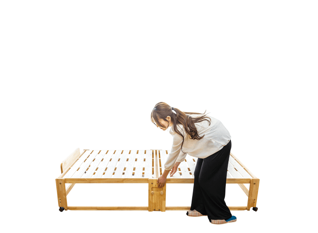 NK-2766］折りたたみひのきスノコベッド ロータイプ シングル［ヘッド