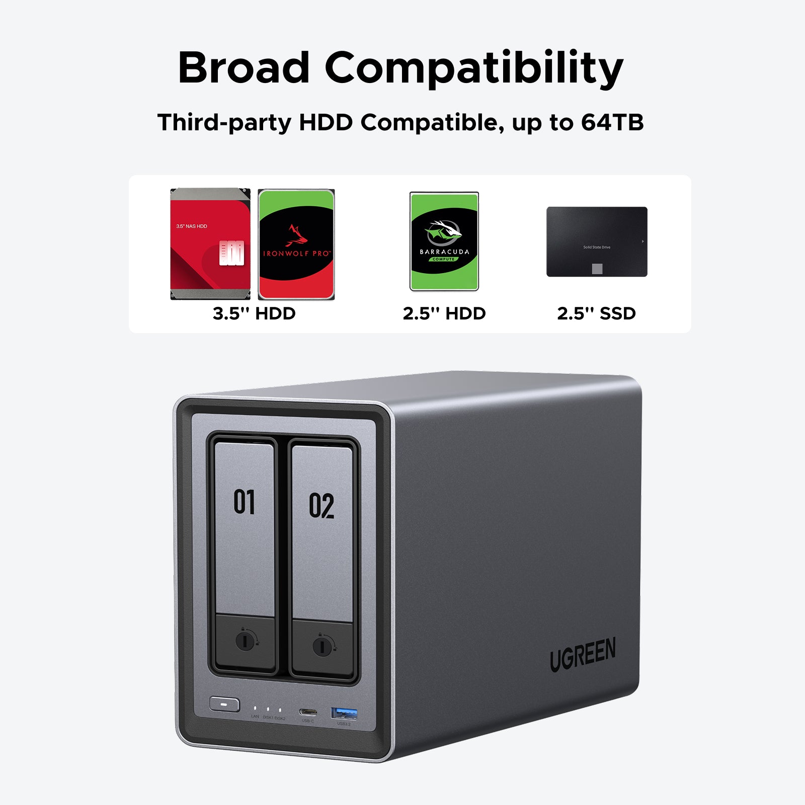 2-Bay NAS Storage for Home & Office | 4K Media Server – UGREEN NAS EU