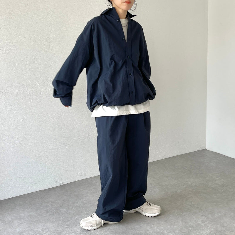 loose silhouette nylon shirt set up / navy（ルーズシルエット