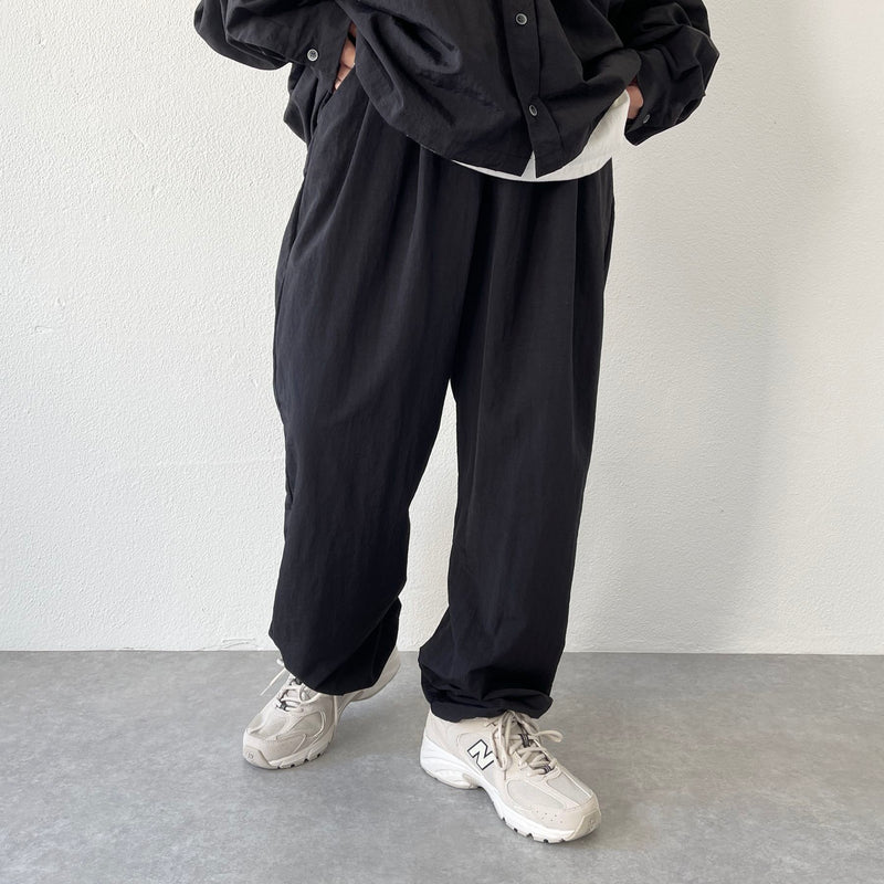 loose silhouette nylon shirt set up / black（ルーズシルエット