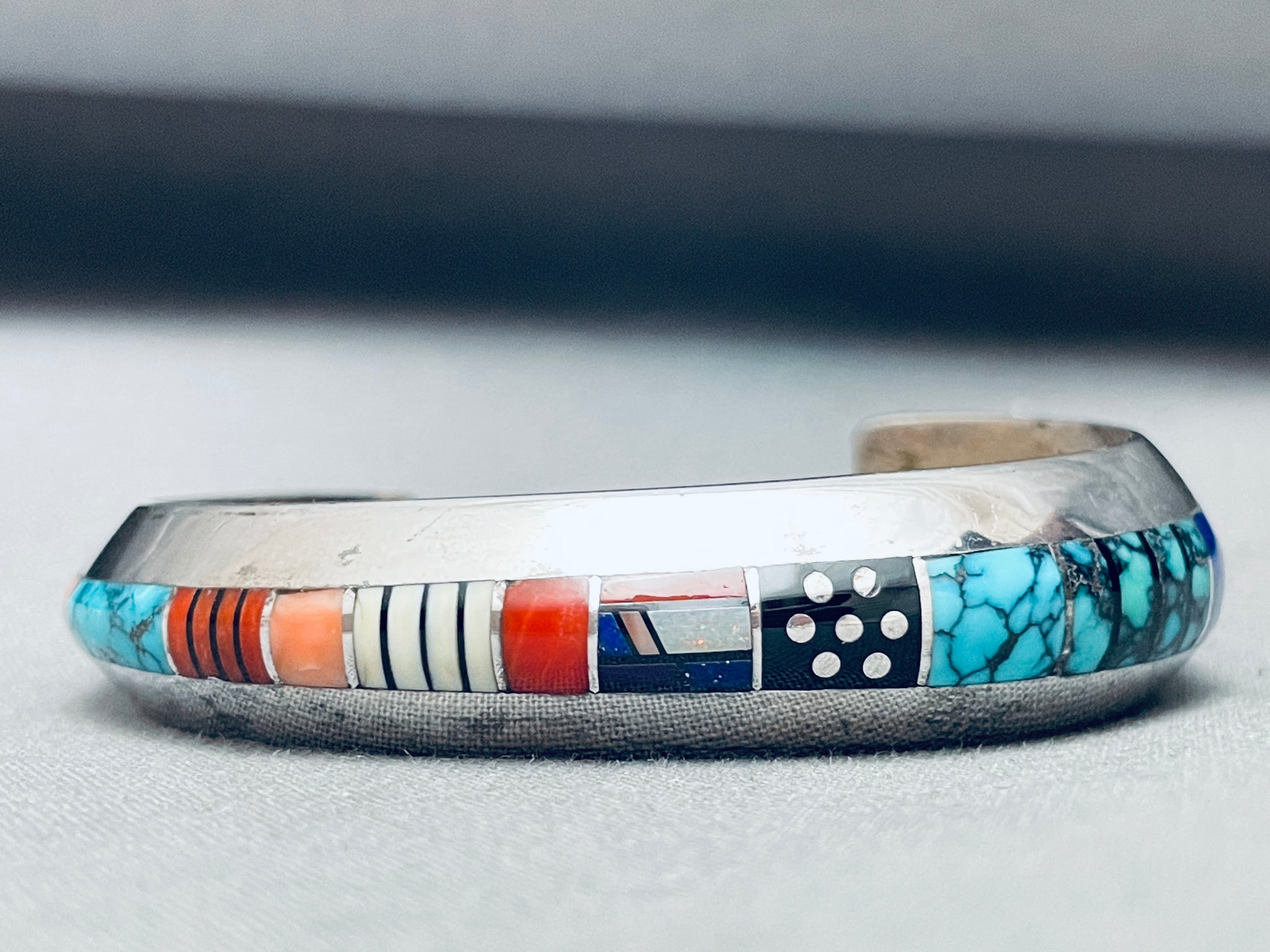 5.5 Inch Wrist Vintage Jim Harrison Native American Navajo Inlay