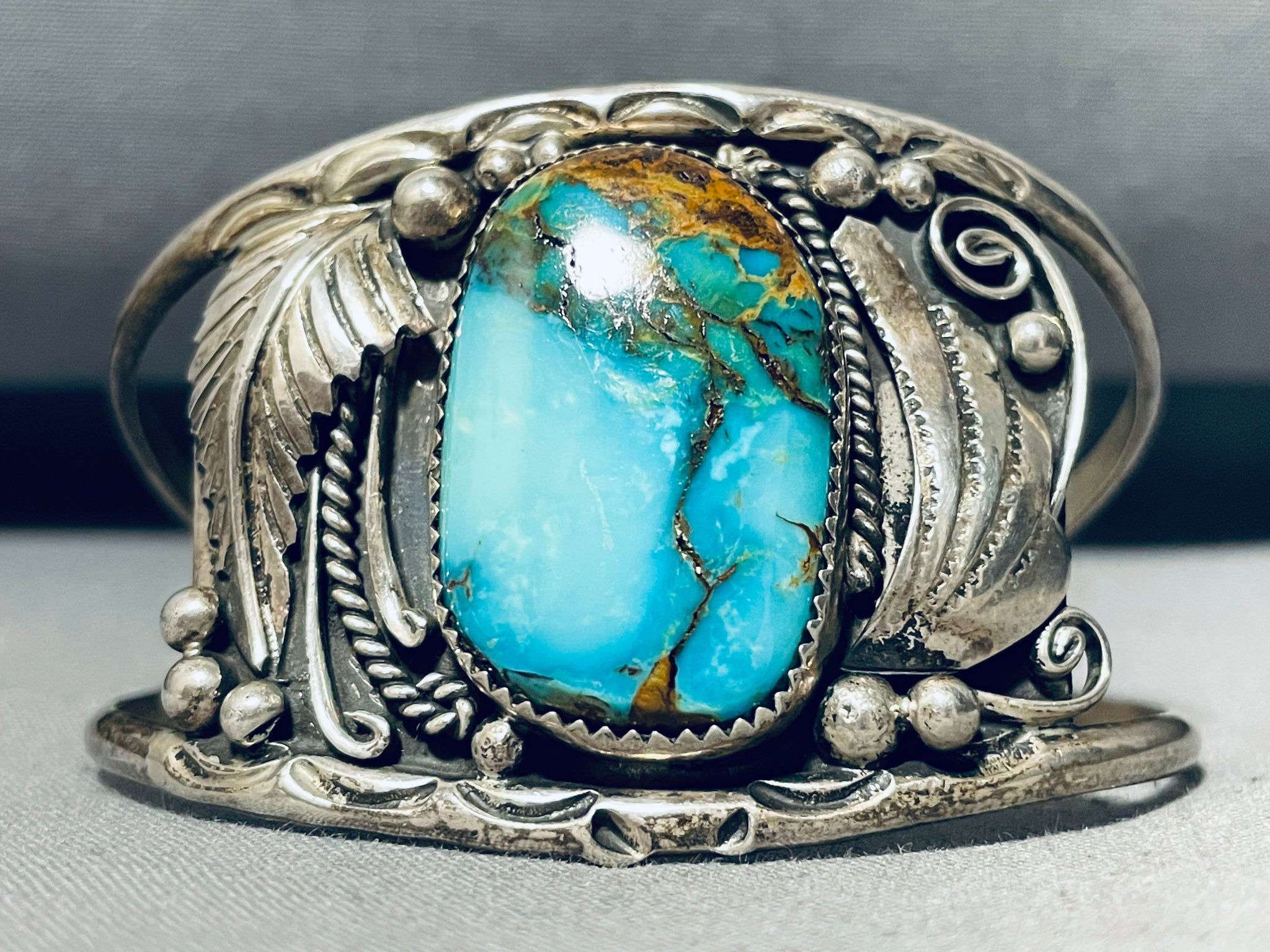 Herb Tsosie Vintage Native American Navajo Blue Thunder Turquoise