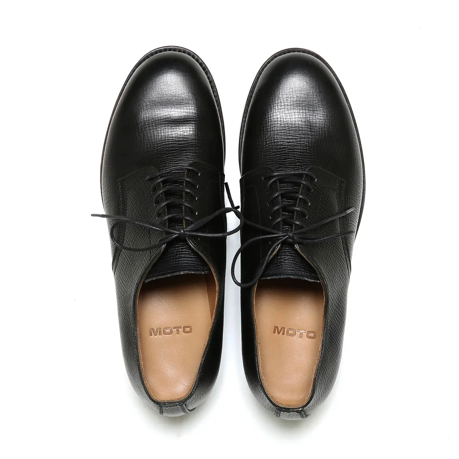 MOTO 2152 クロスハッチコードバンプレーントゥシューズ (ブラック)
