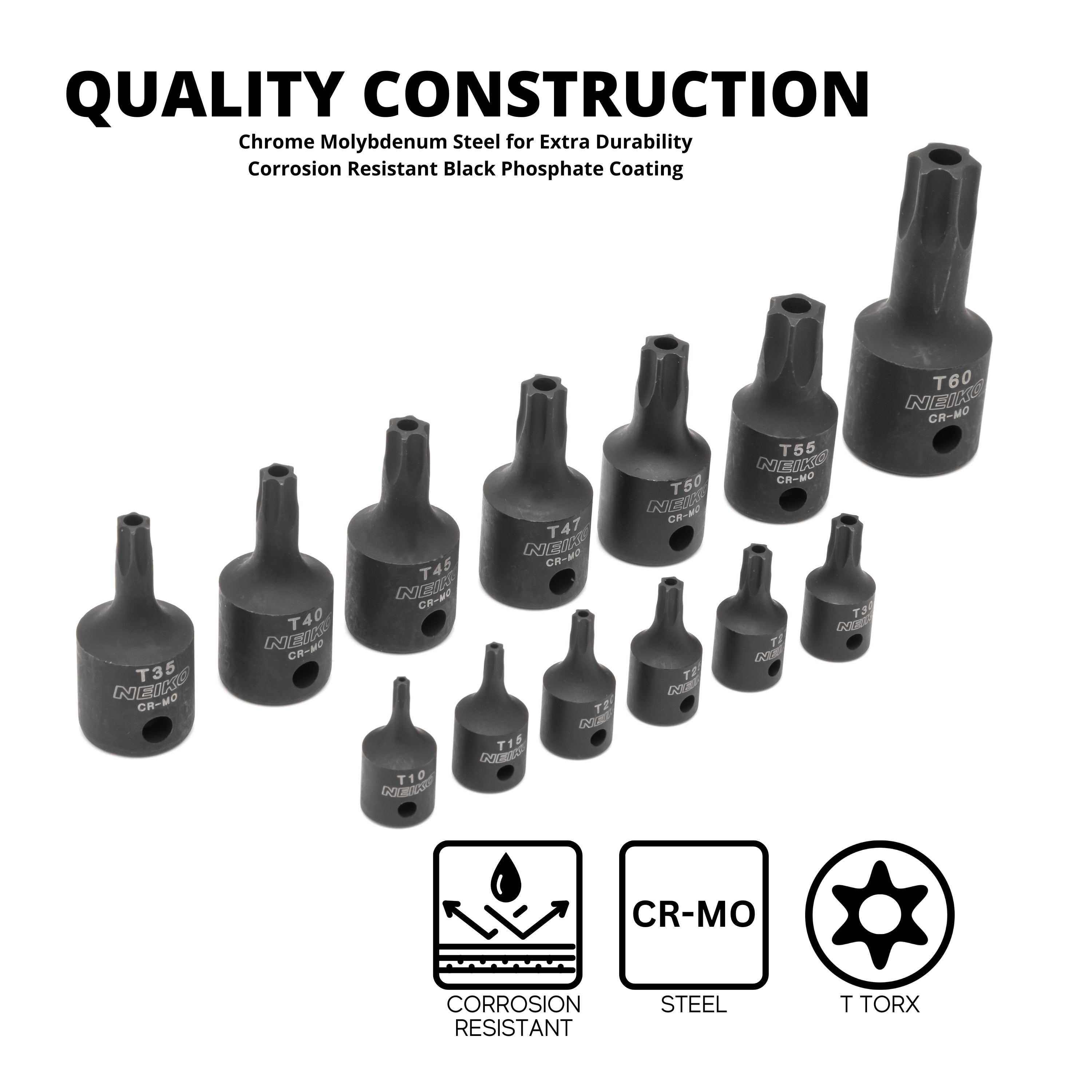 NEIKO Security Torx Socket Bit Set, 6 Point Heavy Duty Ta – NEIKO®