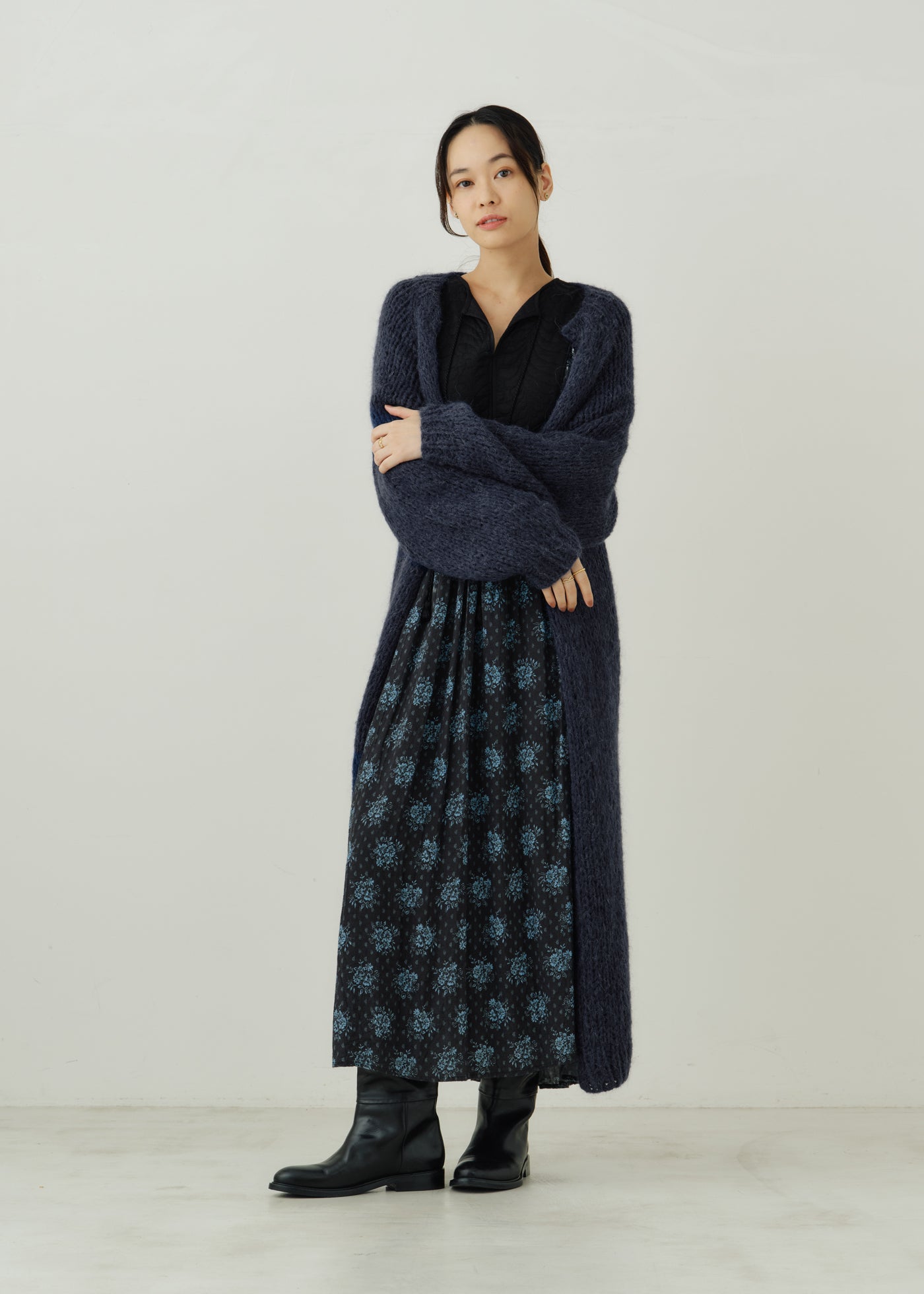 Mohair Mix Hand Knit Long Cardigan | Pasand by ne Quittez pas