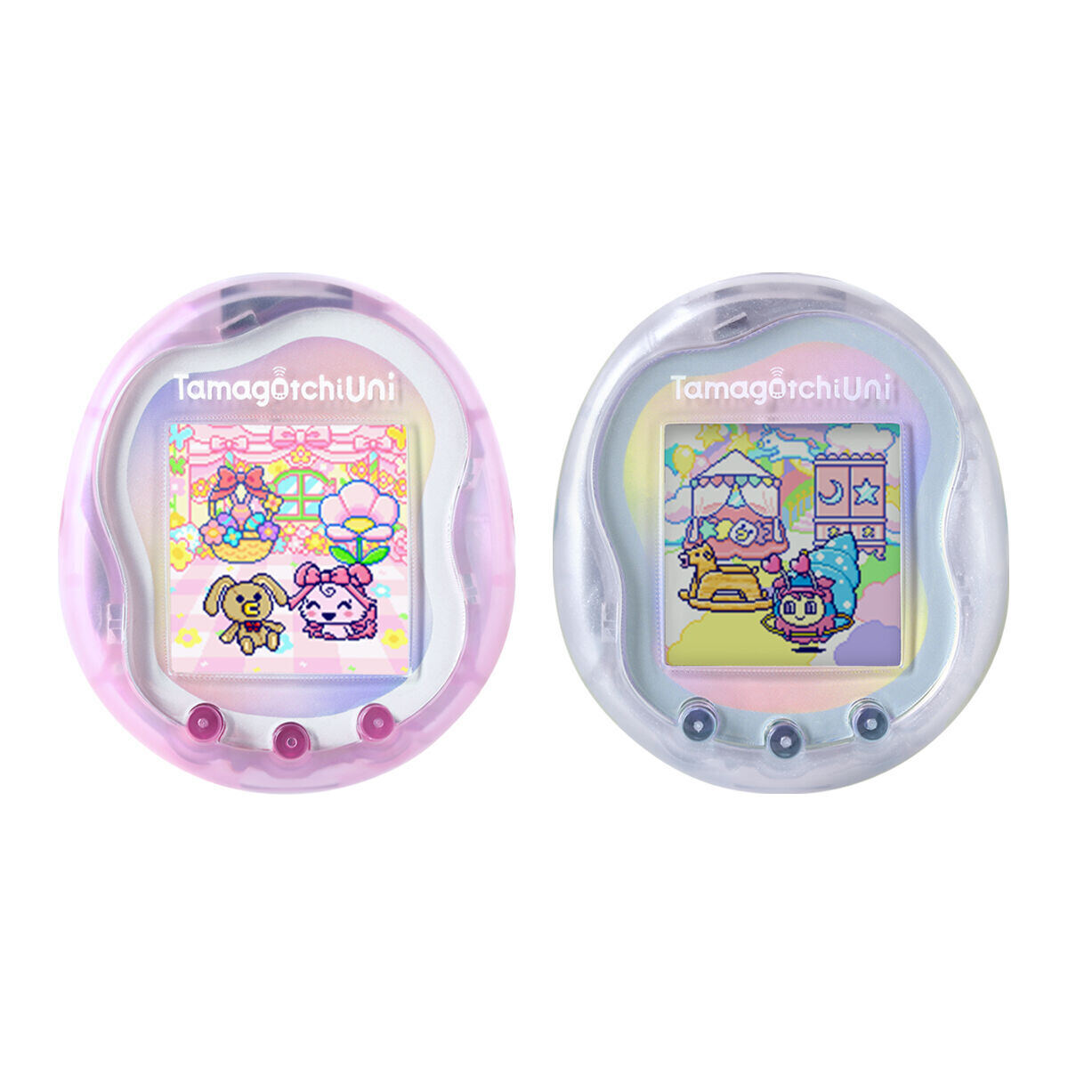 Tamagotchi Uni」にプレバン限定カラー「Aurora Pink／Prism White」が