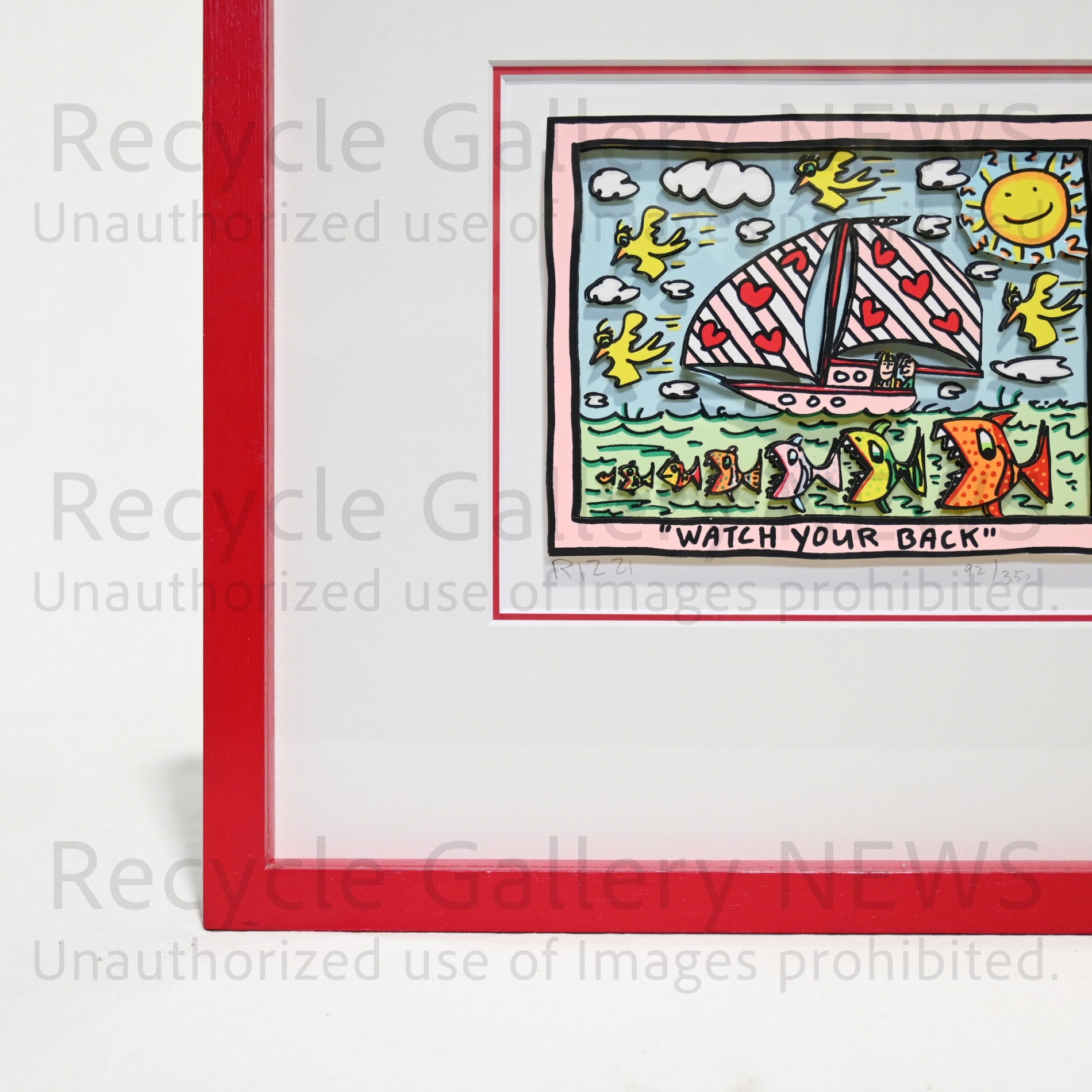 James Rizzi WATCH YOUR BACK 1995's Silk-screen 3D Urban Primitive