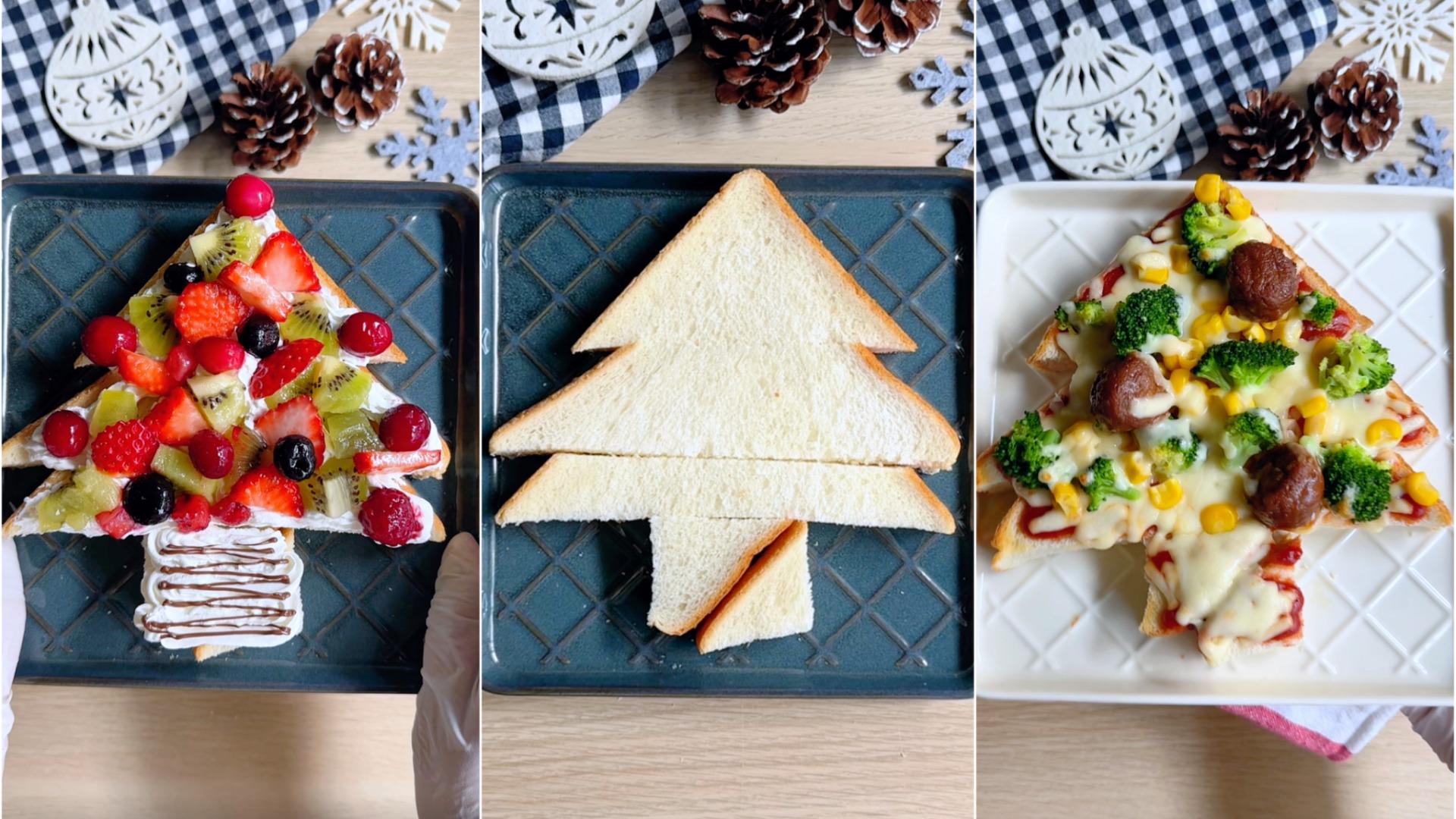 思わず作りたくなる！食パン1枚で作るクリスマスツリー！アレンジ次第