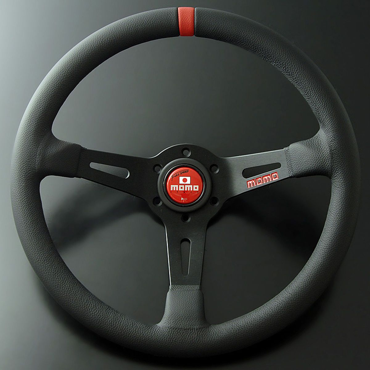 FORTUNE ステアリング MOMO FULL SPEED 348D 90mm DEEP ブラックレザー