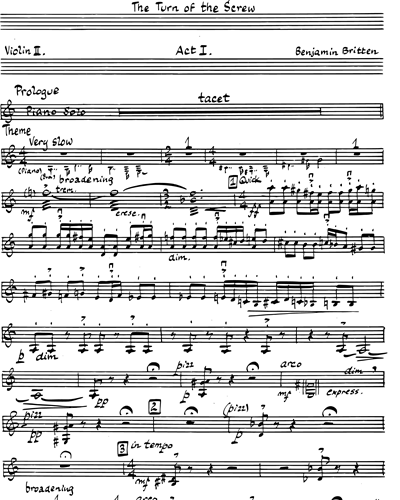 The Turn of the Screw, op. 54 Percussion Sheet Music by Benjamin