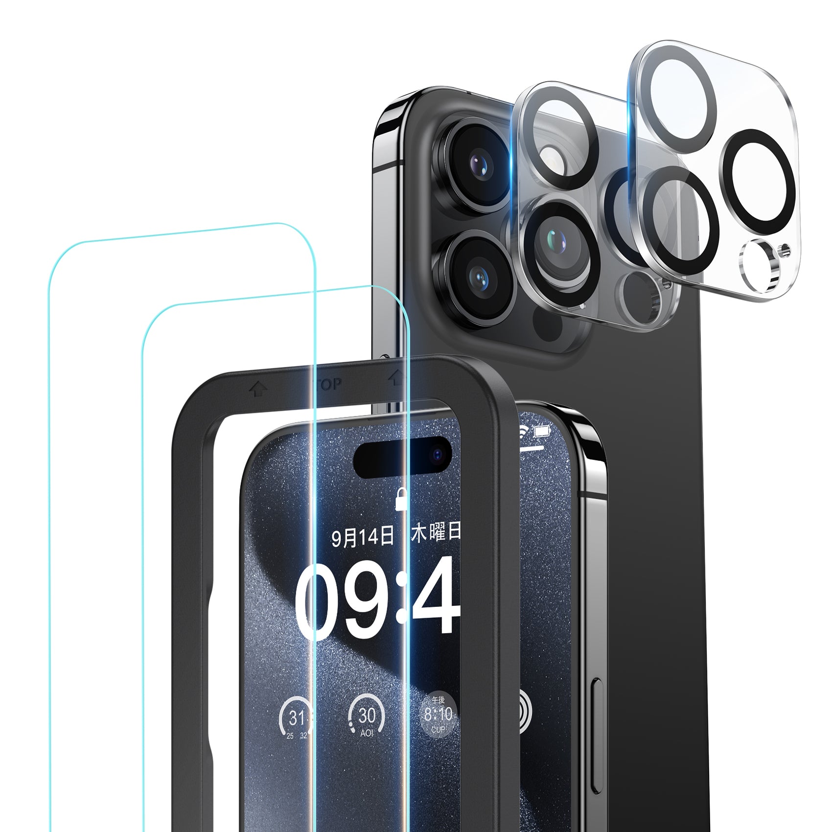 NIMASO iPhone 15/15 Pro Max用 ガラスフィルム (2枚) + カメラ