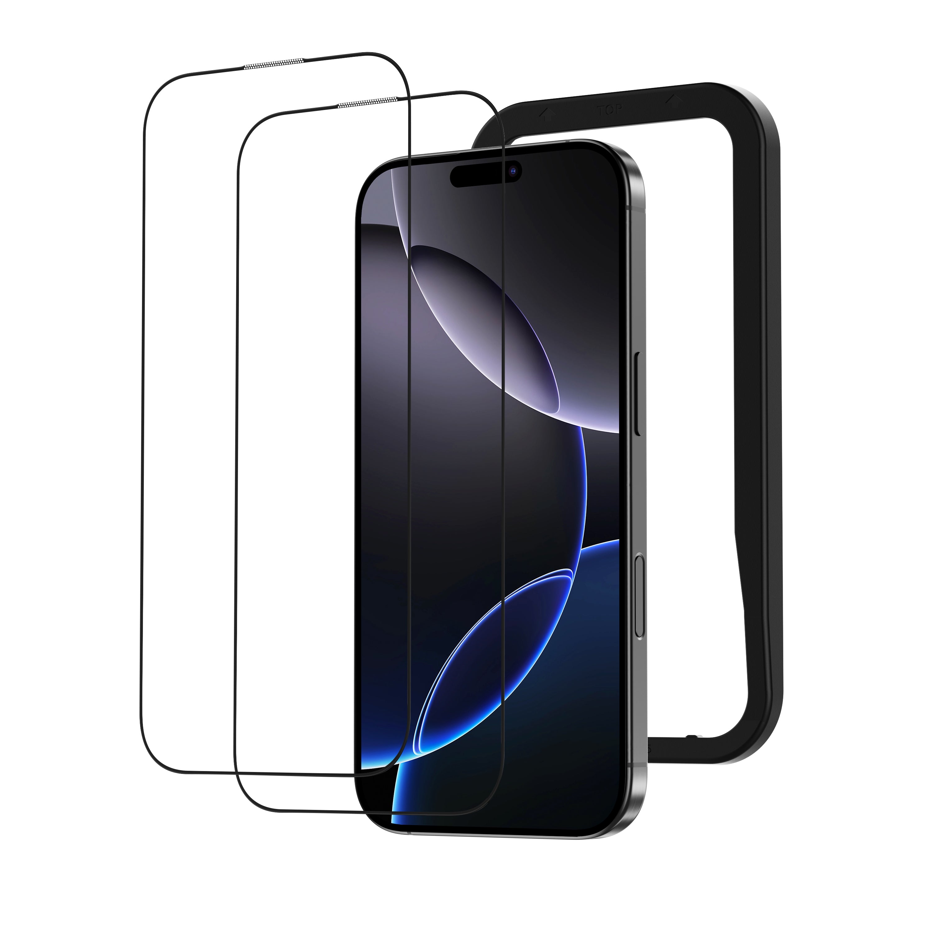 NIMASO iPhone 16/Plus/Pro/Pro Max用 全面保護 黒縁あり 強化ガラス