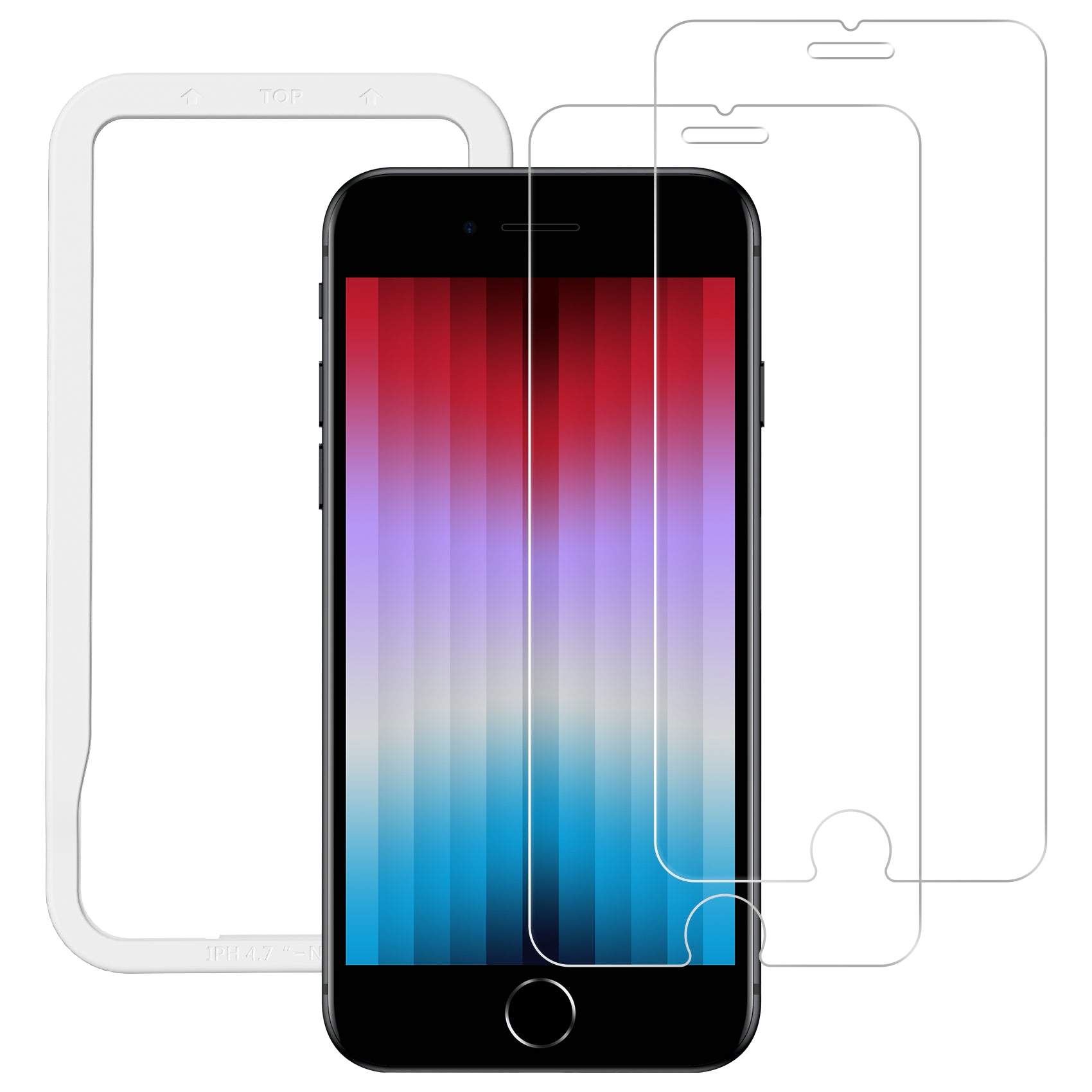 NIMASO ガラスフィルム iPhone SE2/SE3/6/6s/7/8 用 高光沢 ガイド枠