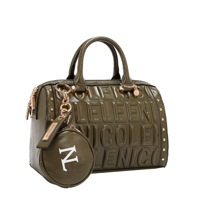 Embossed Logo Boston Bag Combines Roomy Practicality with a Bold