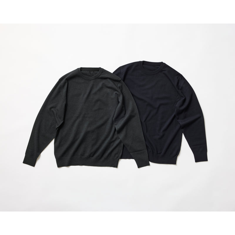 ウルトラファインメリノウール100%クルーネックセーター 15.5μ