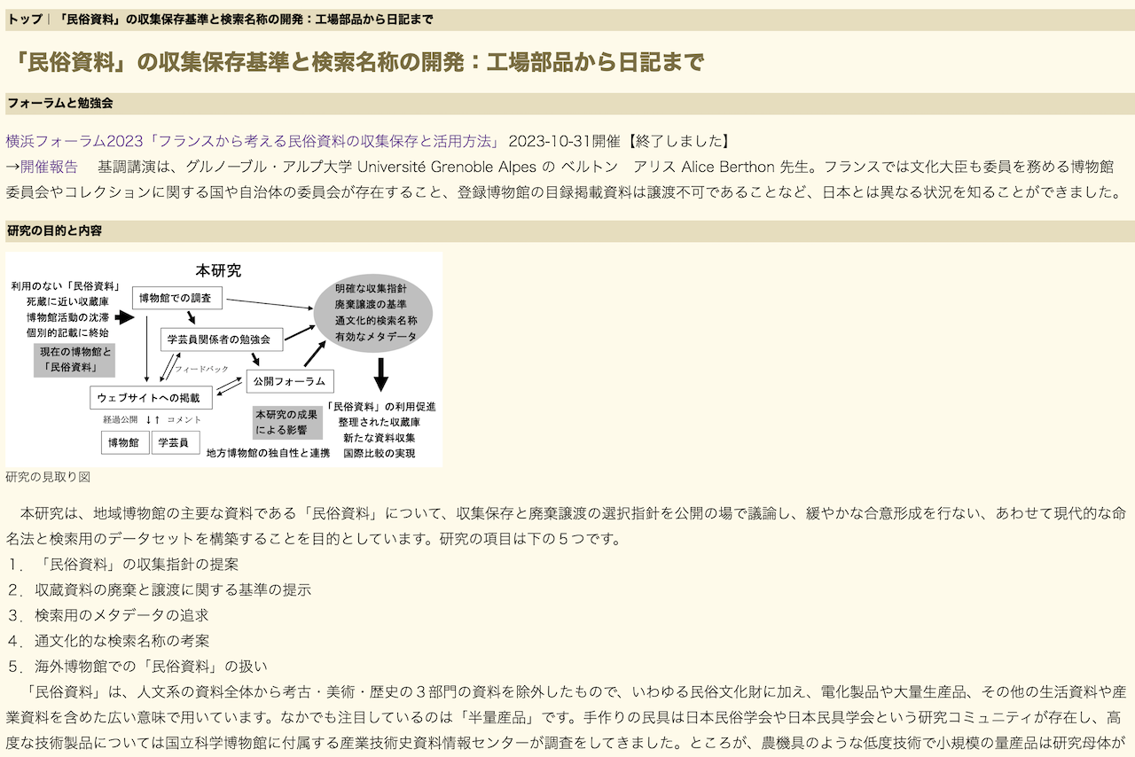 トップ｜「民俗資料」の収集保存基準と検索名称の開発：工場部品から