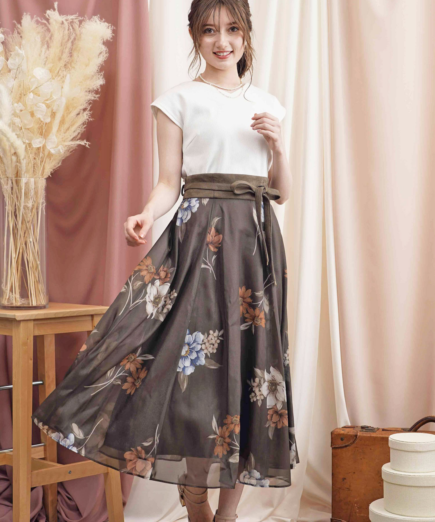 AUTUMNカラーフラワースカート | フレアスカート | NOELA