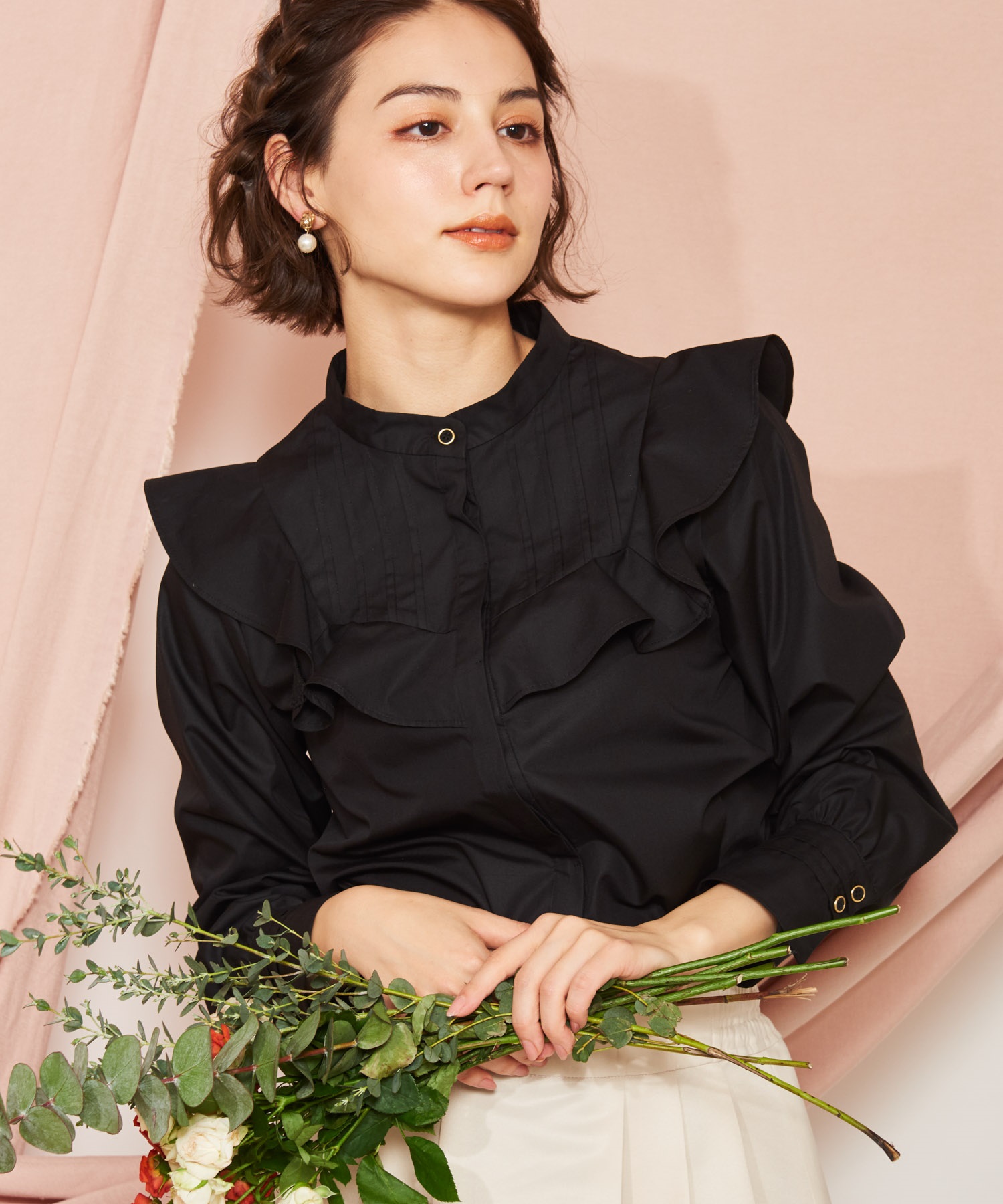 スタンドカラーフリルシャツ | シャツ・ブラウス | NOELA OFFICIAL WEB