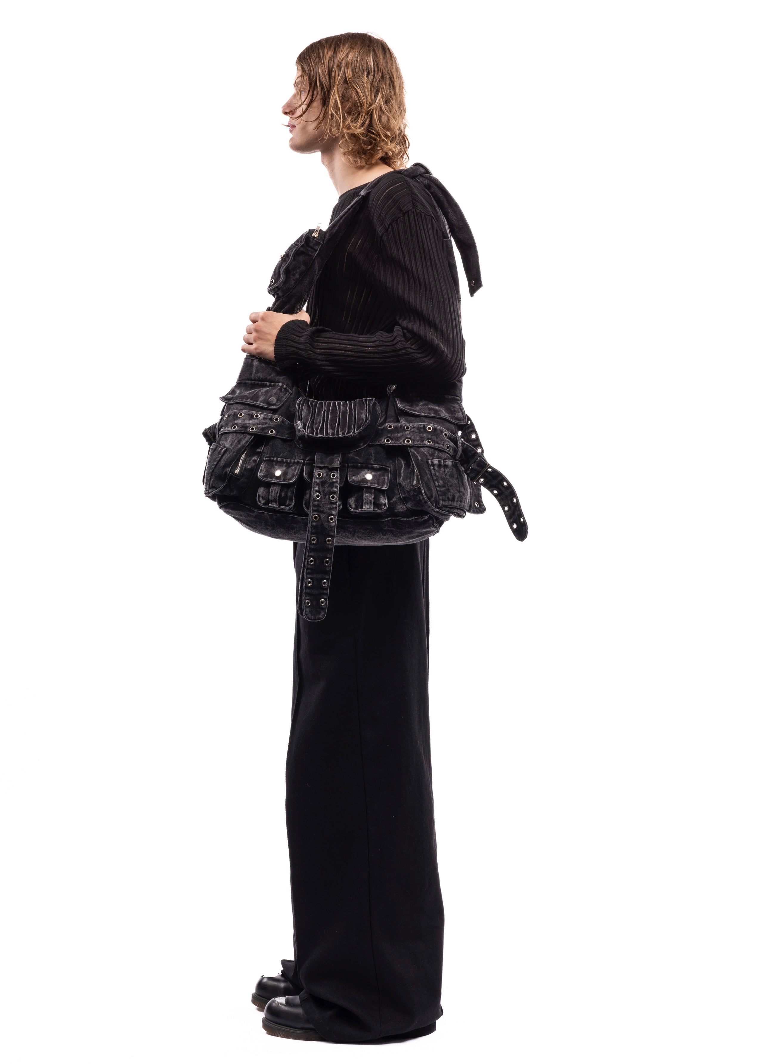 DENIM MULTIPOCKET BAG 001 BLACK – NO/FAITH STUDIOS