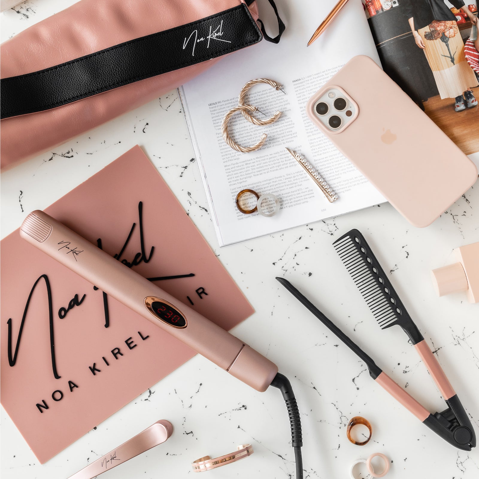 Noa Kirel Stylista Hair Straightener | Rose Gold Flat Iron – NuMe