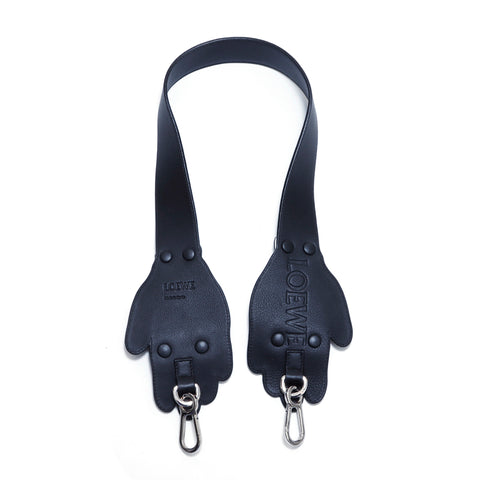 ロエベ LOEWE 手モチーフ ショルダーストラップ レザー ブラック