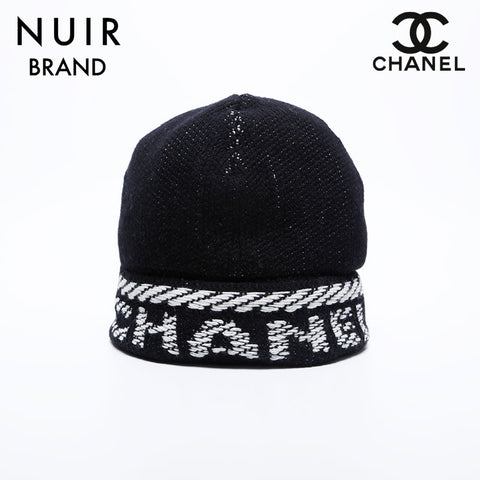 シャネル CHANEL ニット帽 ロゴ カシミヤ ニットキャップ ブラック