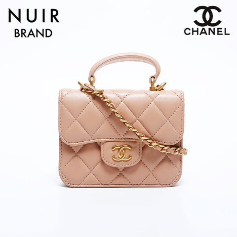 シャネル CHANEL 31番台 ラムスキン ミニ マトラッセ チェーン トップ