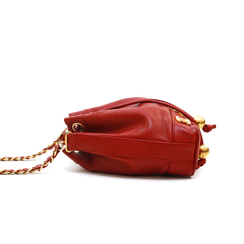 シャネル CHANEL キャビアスキン トリプルココ 巾着 チェーン ミニ