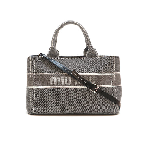 ミュウ ミュウ Miu Miu 2WAY ショルダー ハンドバッグ グレー P14945