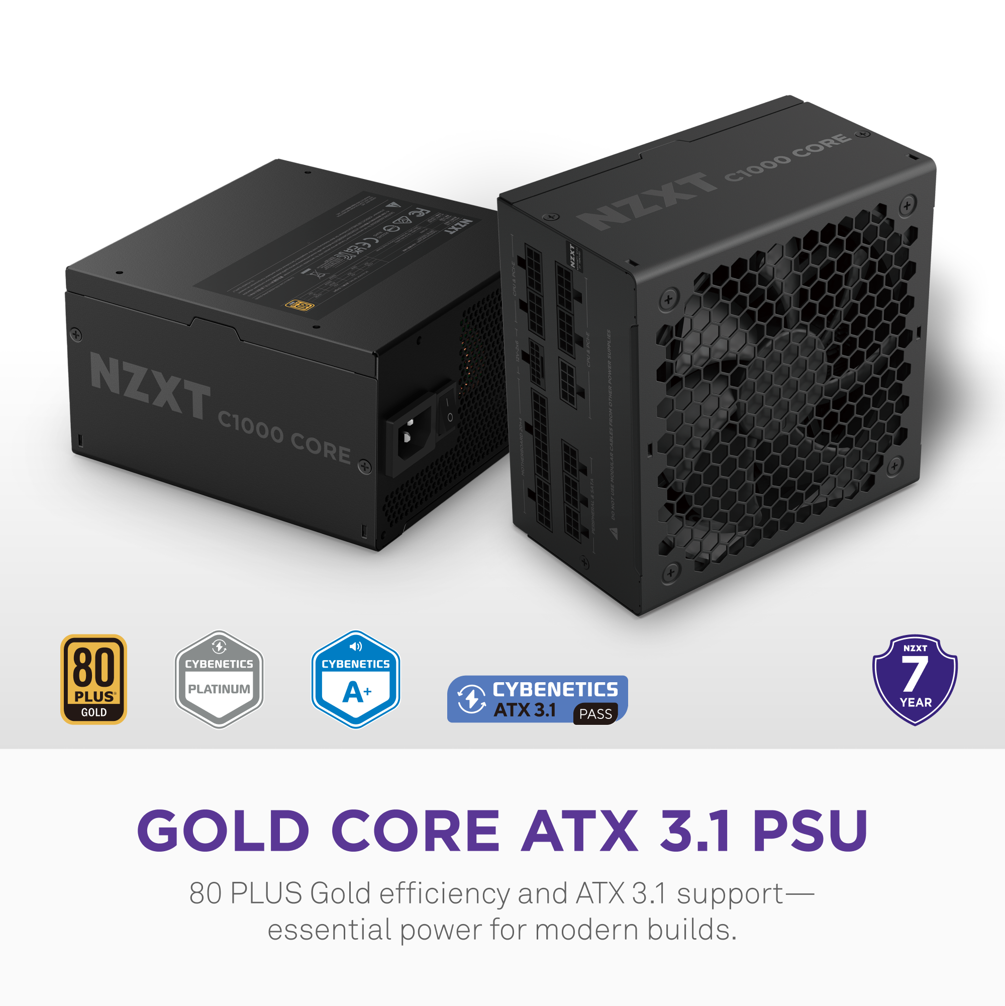 NZXT | C1000 Gold Core PSU | 1000 Watt Gold Power Supply Unit