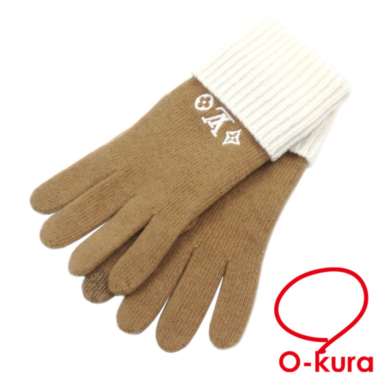 中古】 ルイ・ヴィトン 手袋 グローブ・LVヘッドライン レディース