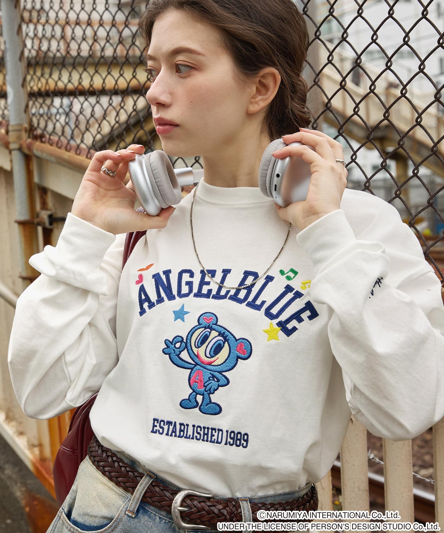 ANGEL BLUE】別注 エンジェルブルー グラフィック刺繍 オーバーサイズ