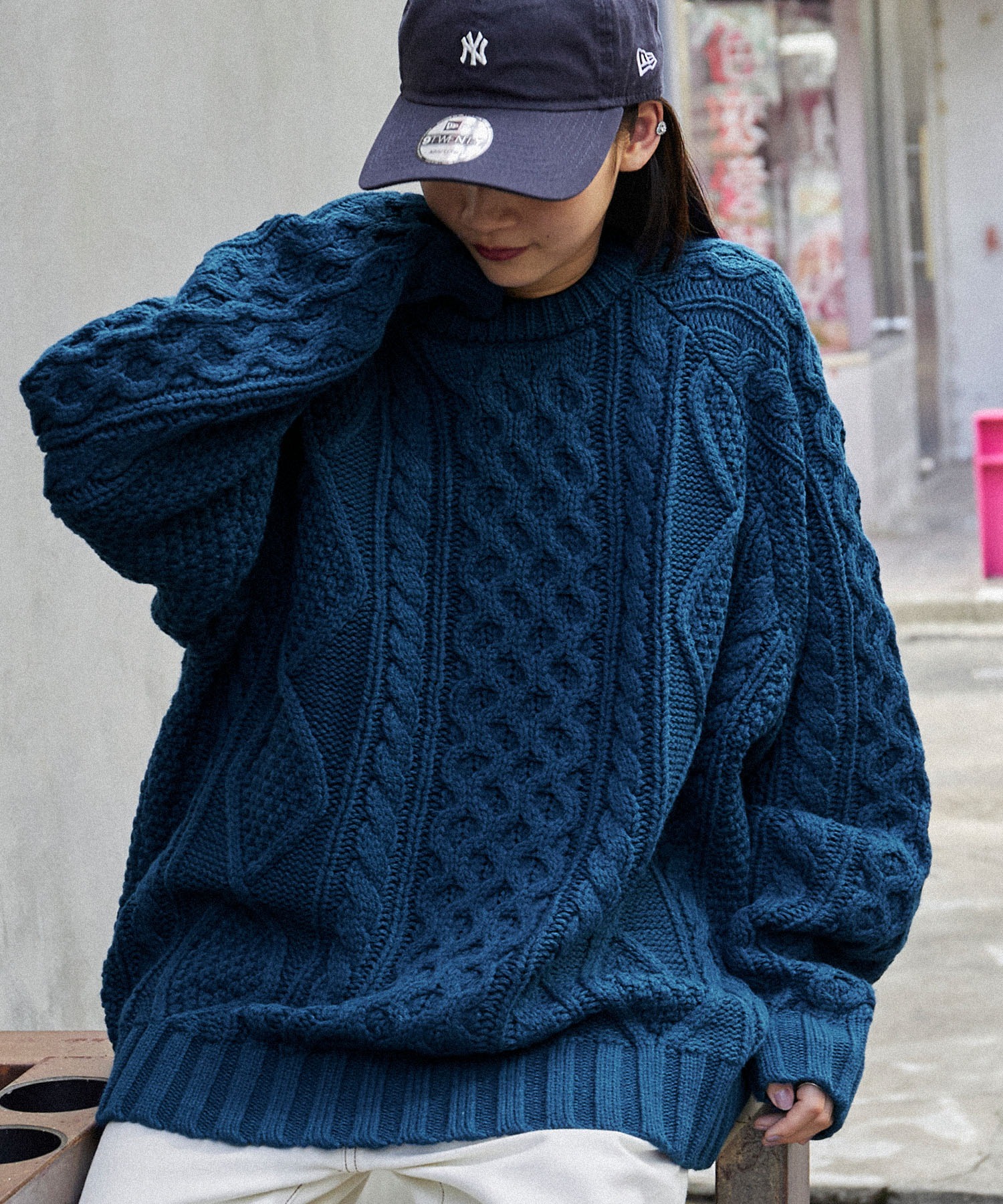 ビッグシルエットフィッシャーマンケーブルウォッシャブルニット MONO