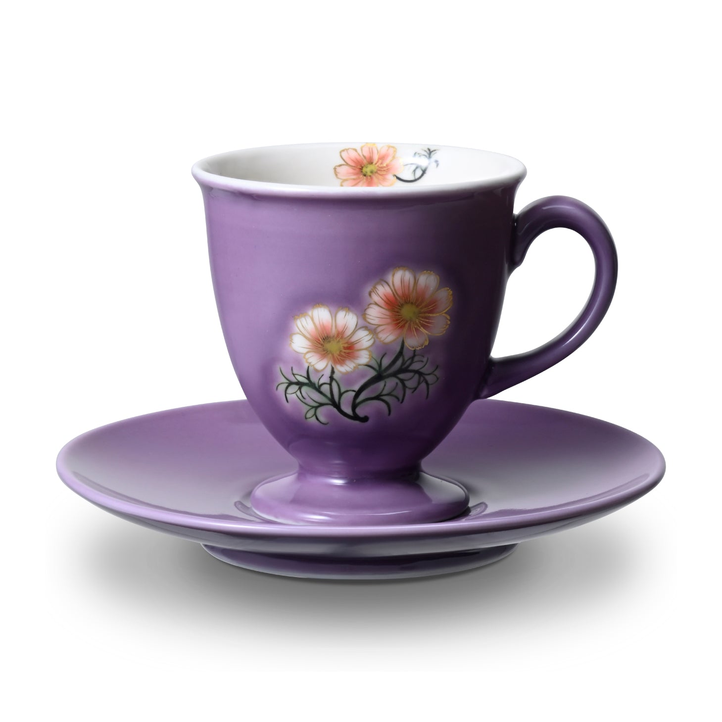 京焼・清水焼カップ＆ソーサー（ムラサキ・コスモス） No.8049 – ogawa