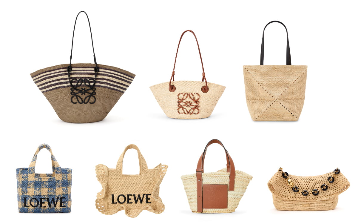 ロエベ“バスケットバッグ”7選、ラフィアの「パズルトート」やラッフル