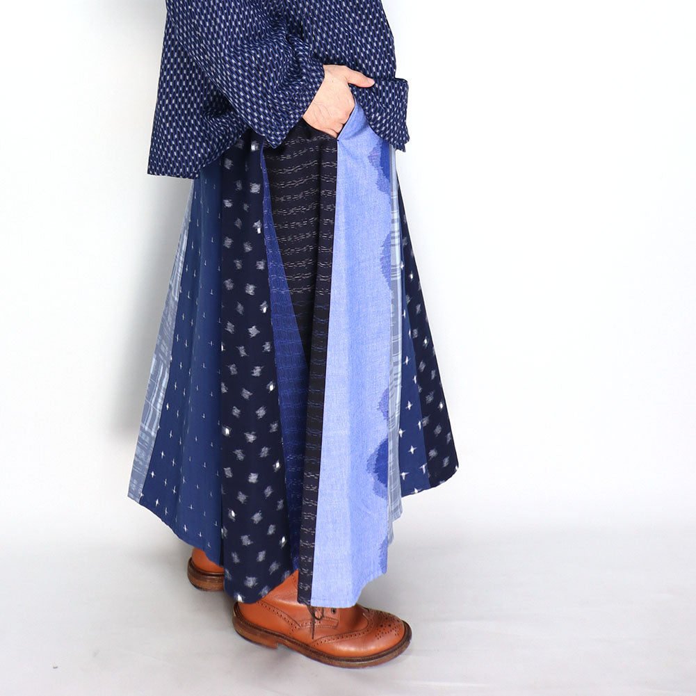 儀右ヱ門 オカモト商店 ギエモン 久留米かすり パッチワークスカート