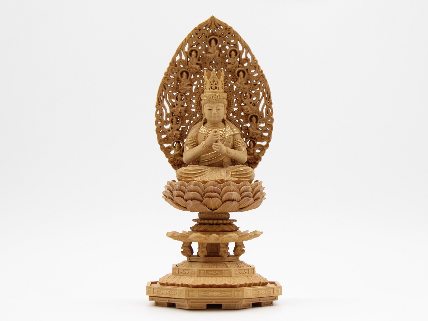 仏像 真言宗 大日如来 楠製 雲流飛天光背 八角台座 | 仏壇大はし 奈良