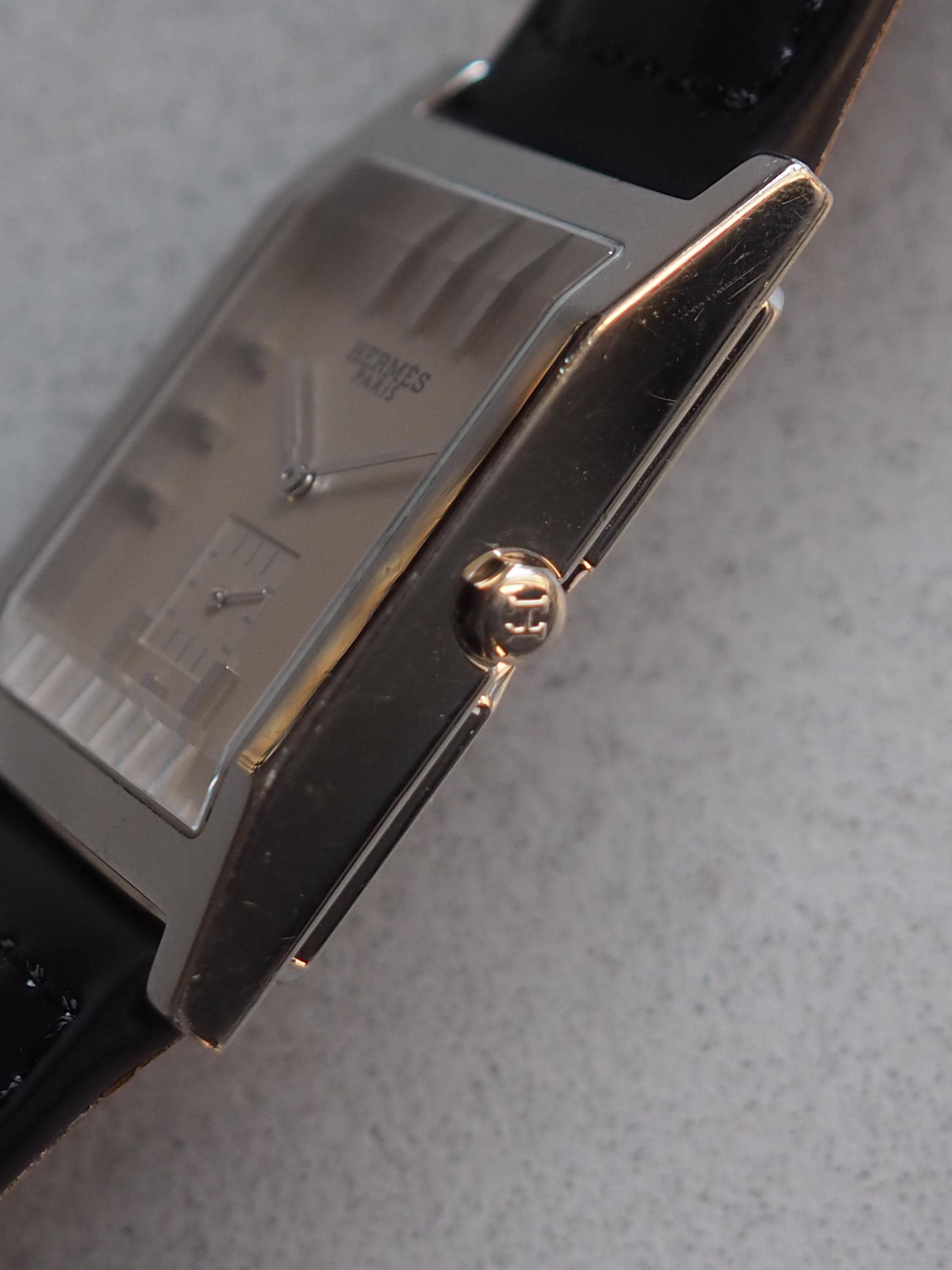 HERMES エルメス タンデム ウォッチ 腕時計 メンズ シルバー ブラック