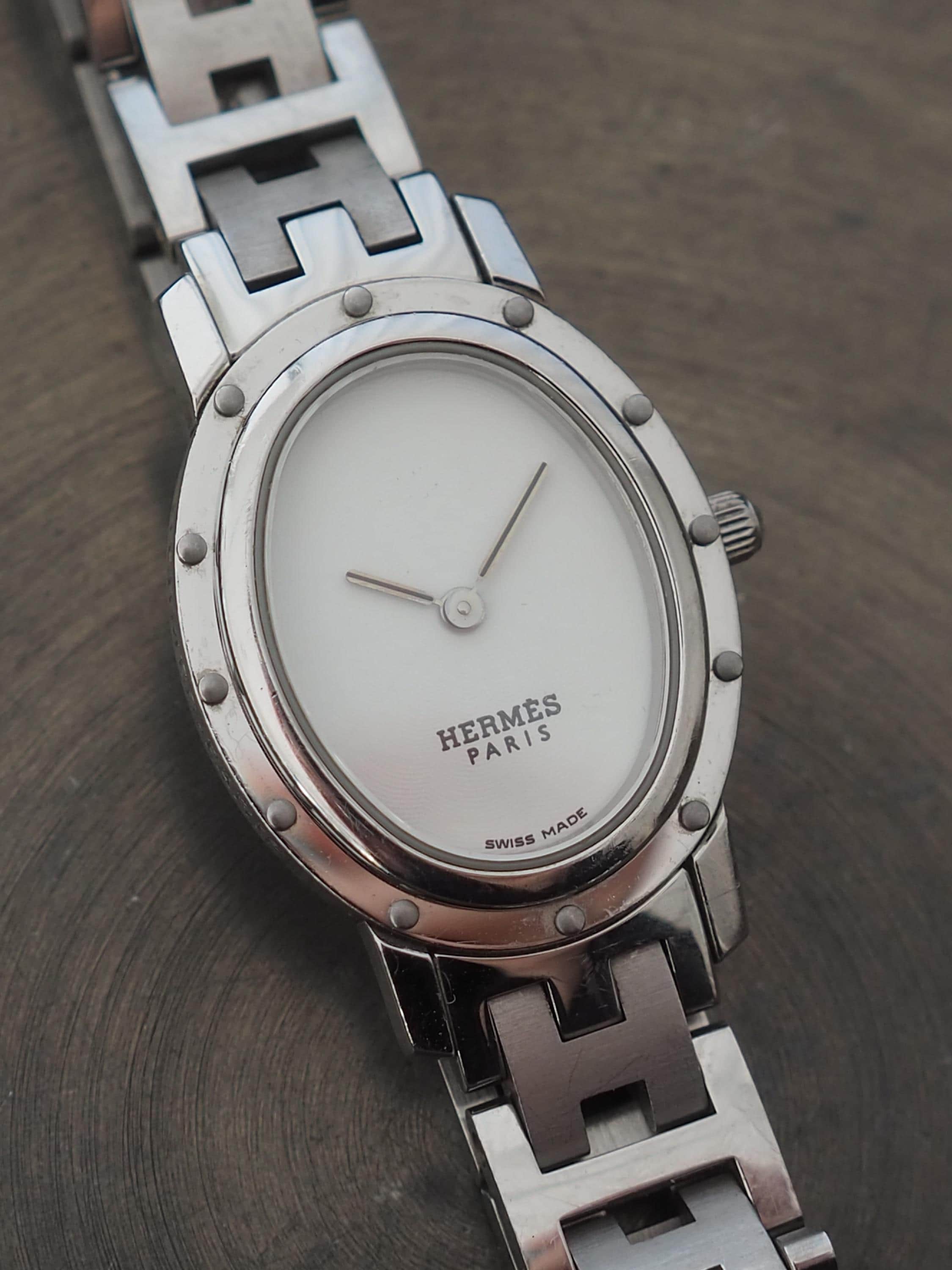 HERMES エルメス クリッパー オーバル ウォッチ 腕時計 シルバー