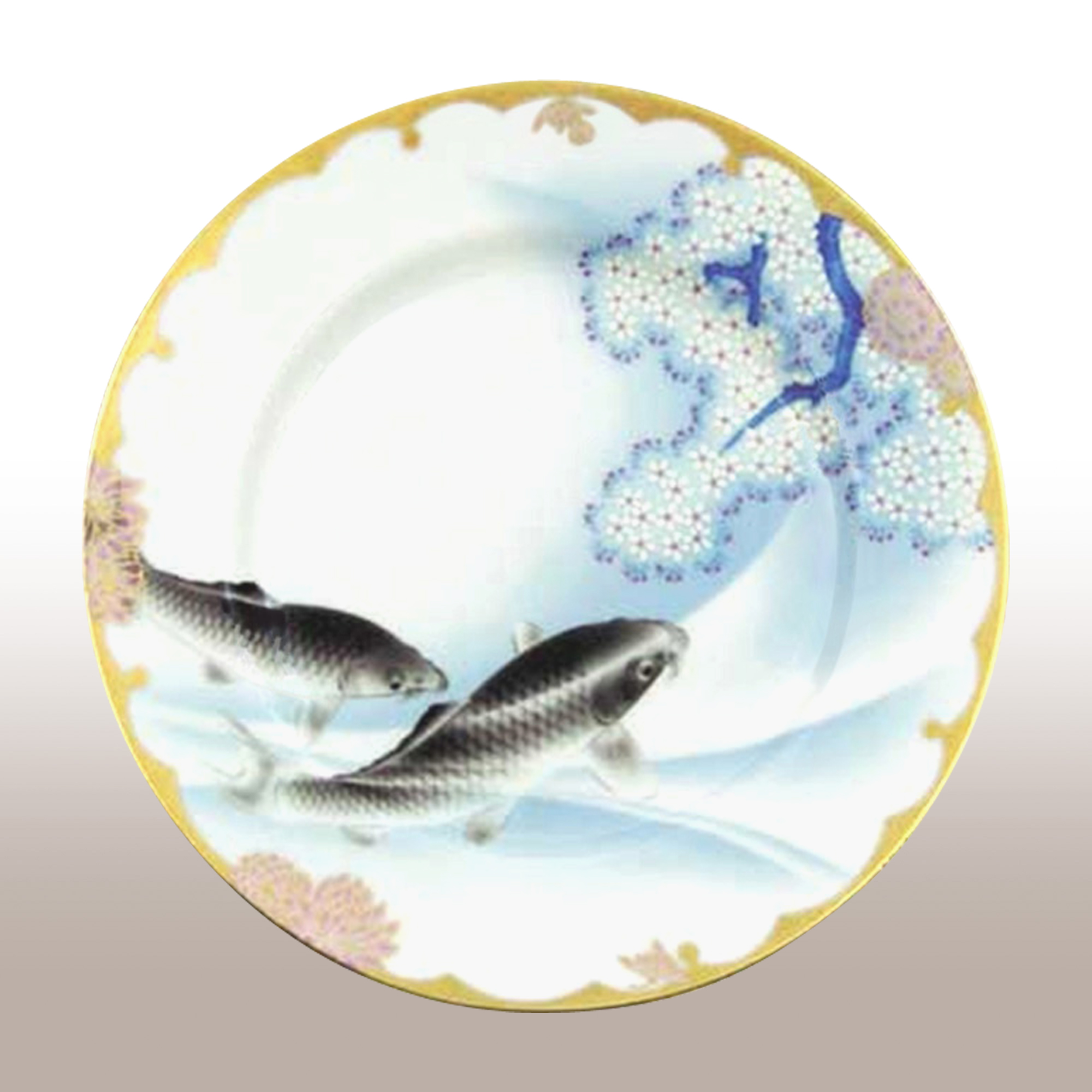 皇室御用達 有田焼 香蘭社 飾り皿 染錦菖蒲 染錦花車）飾り皿|有田焼の