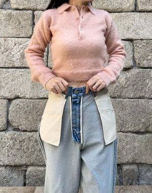 BRUSHED SUPER KID MOHAIR KNIT SHORT POLO / 301178242004 – satoseni