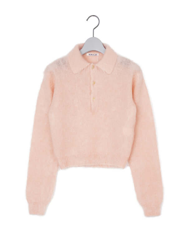 BRUSHED SUPER KID MOHAIR KNIT SHORT POLO / 301178242004 – satoseni