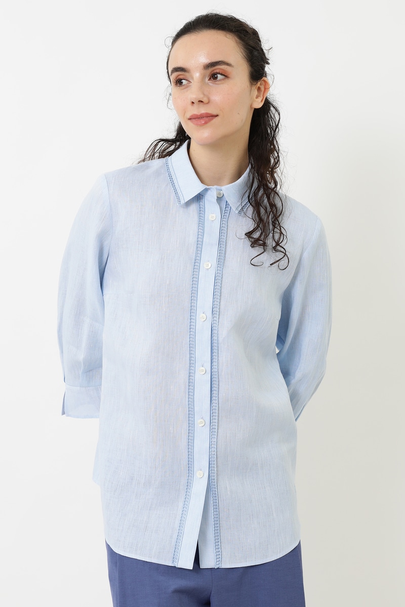 ハシゴエンブロイダリー刺繍リネンブラウス 11-351628｜DAKS（ダックス