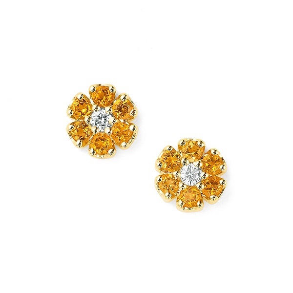 11月]K18YGシトリン/ダイヤモンドピアス | ポンテヴェキオ公式