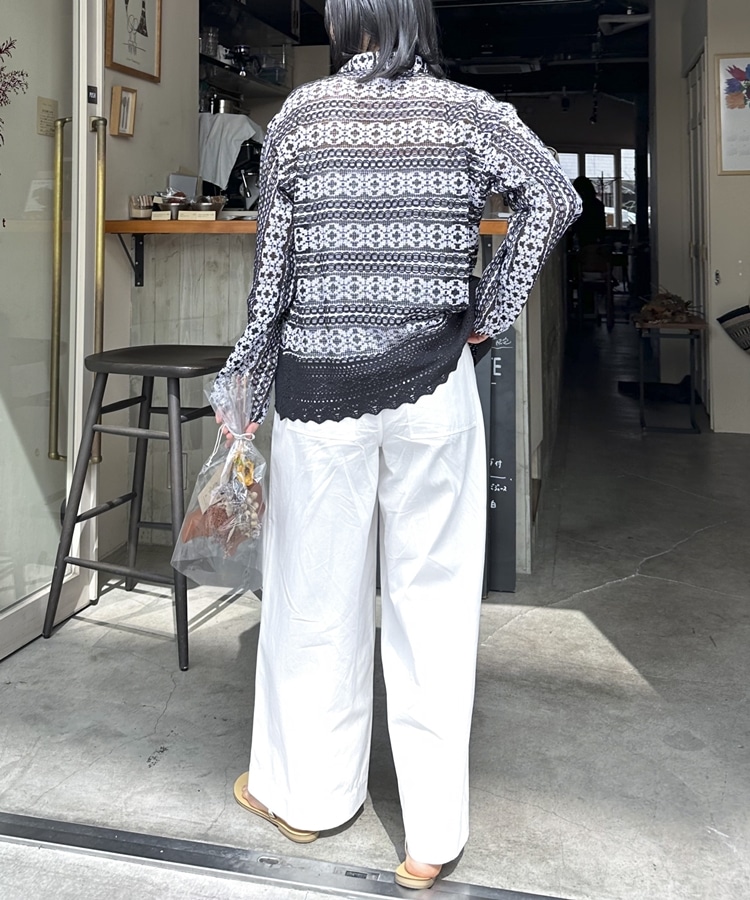 Sara mallika】COTTON BORDER LACE TOP