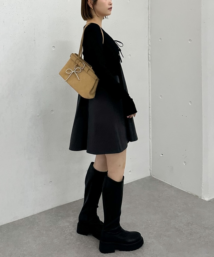 バイアスチェックアソートミニキャミワンピース(M BLACK): ワンピース