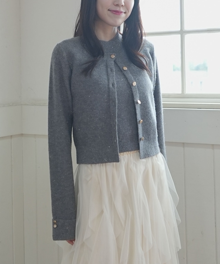 金ボタンラメニットアンサンブル(M WINE): トップス｜PMbox P&M