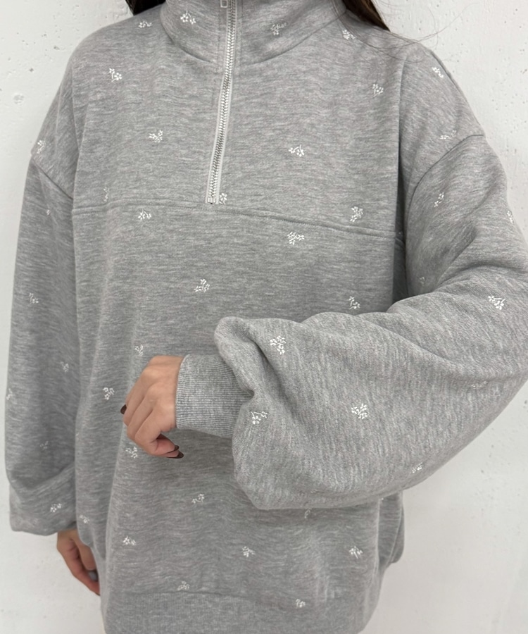 小花柄刺繍ハーフzipスウェット(M BLACK): トップス｜PMbox P&M