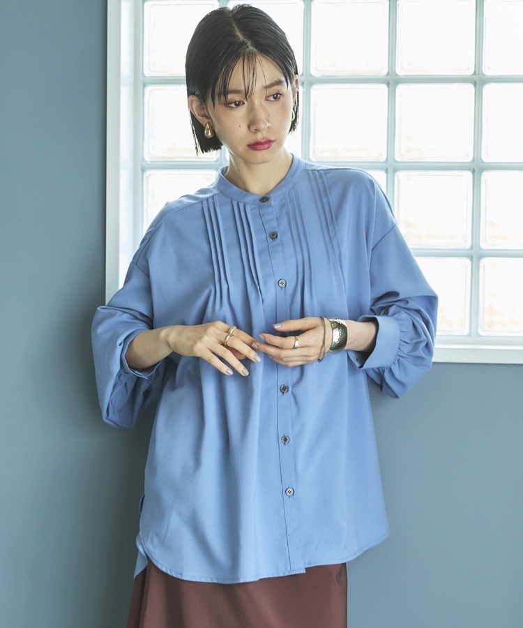 ピンタックバンドカラーシャツ(F BLUE): トップス｜PMbox P&M OFFICIAL