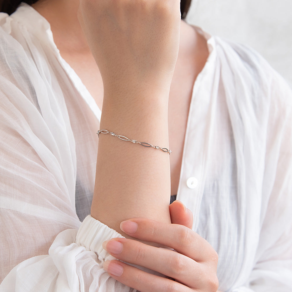 ブレスレット ニッケルフリー メタル アーモンド ストーン ドット